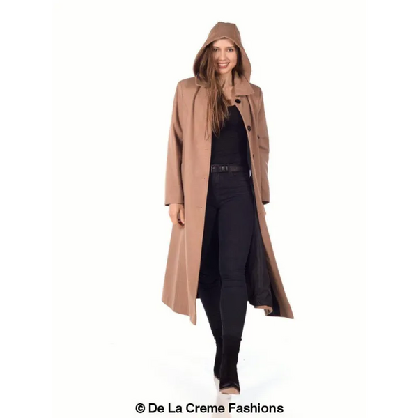 Faux Wool Longline Hooded Winter Coat - Coats & Jackets