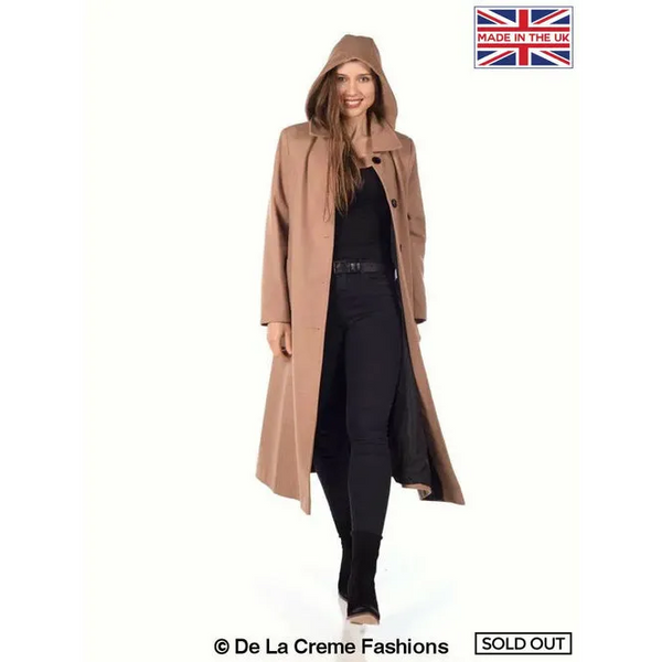 Faux Wool Longline Hooded Winter Coat - UK 26/EU 54/US 22