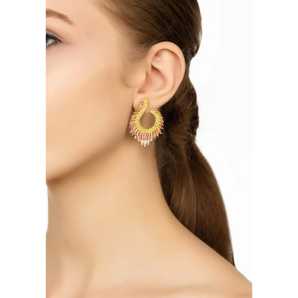 Flame Earrings Golden Fire Gold - Jewelry & Watches