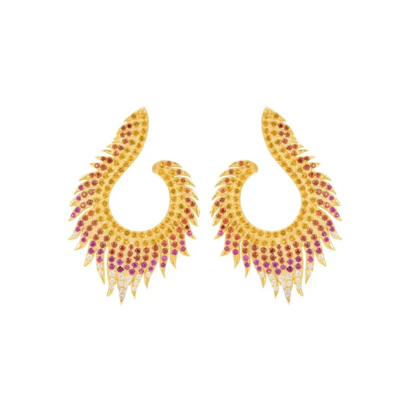 Flame Earrings Golden Fire Gold - Jewelry & Watches