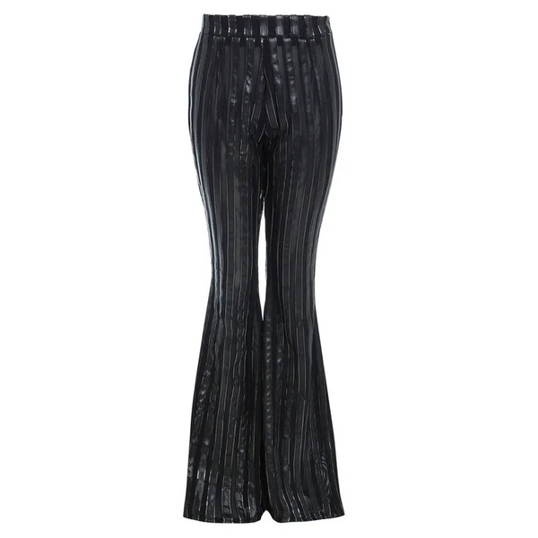 Flare Trousers In Metallic Stripe - XS Pants