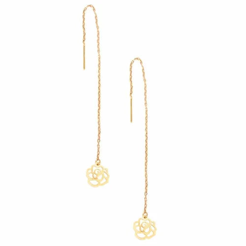 Gold Thread Through Earrings - Flower