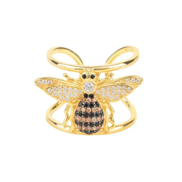 Honey Bee Cocktail Ring Adjustable Gold - Rings