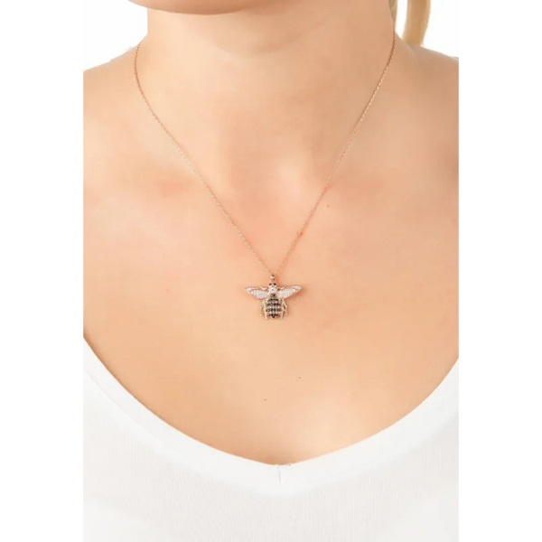 Honey Bee Pendant Necklace Rosegold - Accessories