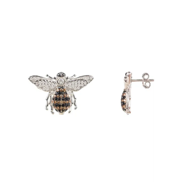 Honey Bee Stud Earrings Silver - Accessories