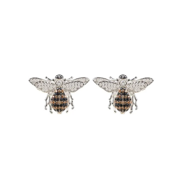 Honey Bee Stud Earrings Silver - Accessories