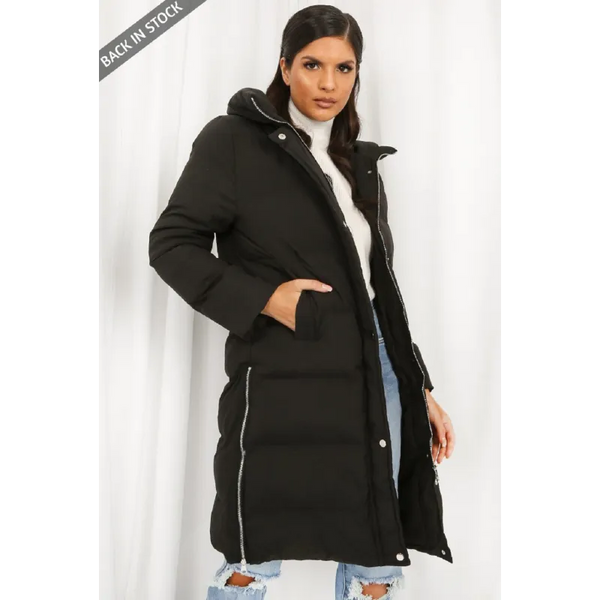 Hooded Longline Puffer Coat - Jackets & Coats