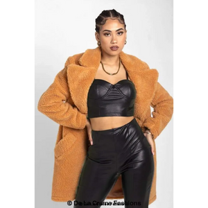 Janine Double Breasted Borg Teddy Coat - Coats & Jackets