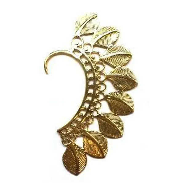 Large Boho Feathers Earcuff - Gold Jewelry & Watches