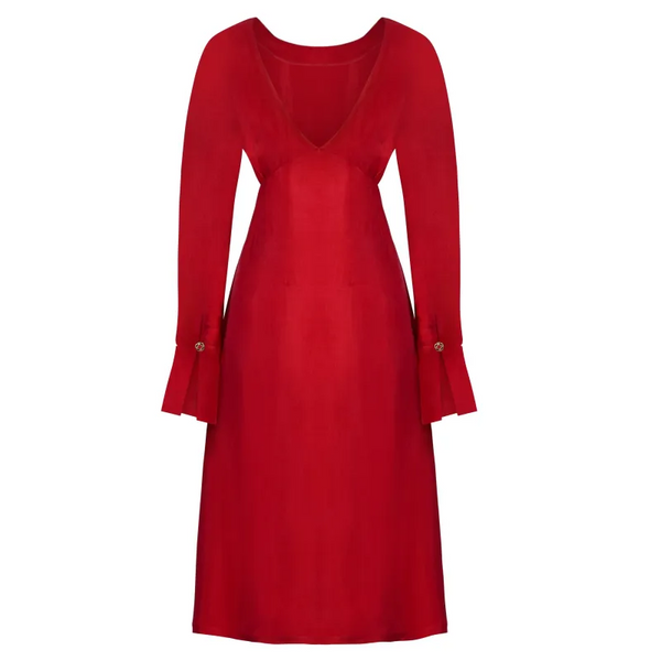 Long Sleeve Midi Dress - Dresses