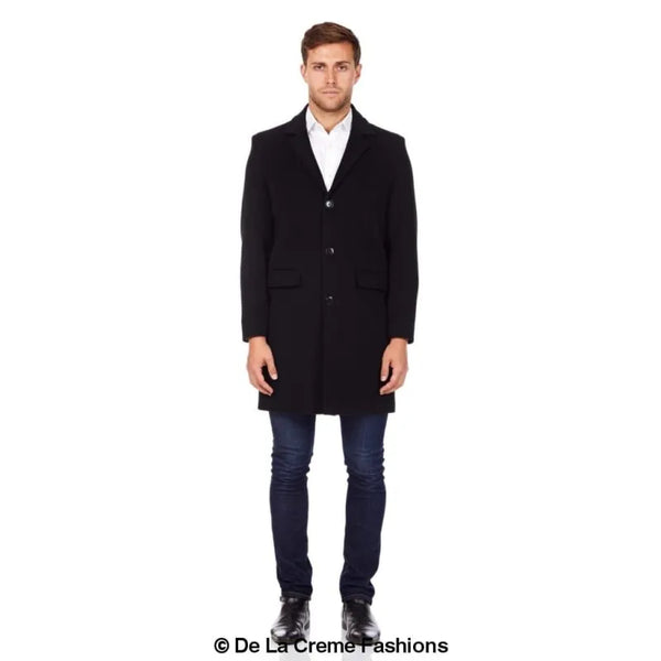 Men’s Single Breasted Wool Mix Overcoat - Coats & Jackets