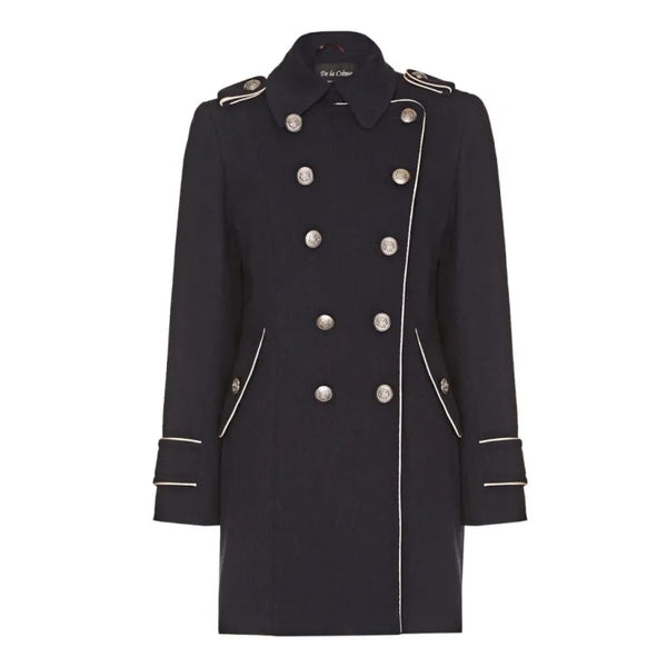 Military Coat with Contrast Buttons - Coats & Jackets