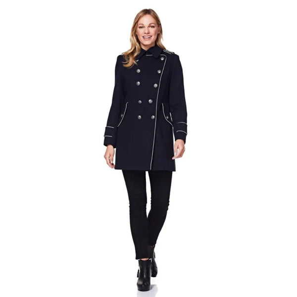 Military Coat with Contrast Buttons - Coats & Jackets