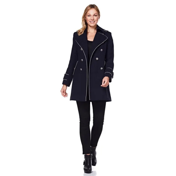 Military Coat with Contrast Buttons - Coats & Jackets