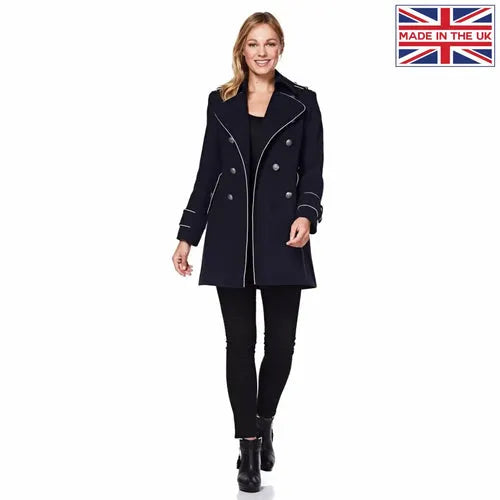 Military Coat with Contrast Buttons - UK 16/EU 44/US 12 /