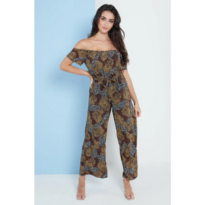 Multi Spot Print Bardot Culotte Jumpsuit - Jumpsuits &