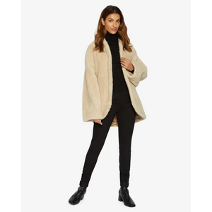 Open Front Belted Teddy Coat - Coats & Jackets