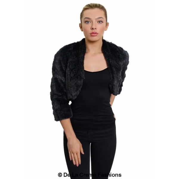 Open Front Faux Fur Bolero - Coats & Jackets