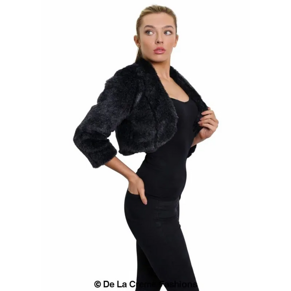 Open Front Faux Fur Bolero - Coats & Jackets