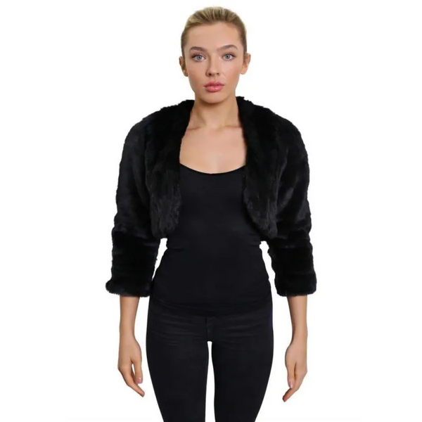 Open Front Faux Fur Bolero - Coats & Jackets