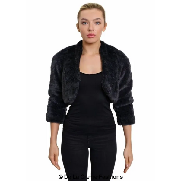 Open Front Faux Fur Bolero - Coats & Jackets