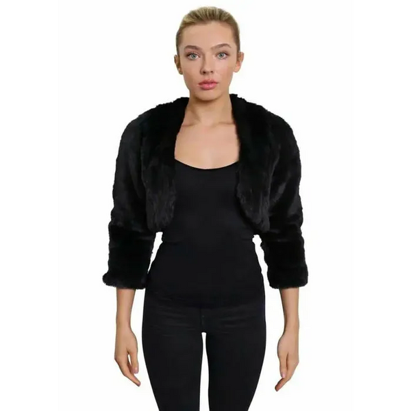 Open Front Faux Fur Bolero - UK 8/EU 36/US 4 / Black Coats