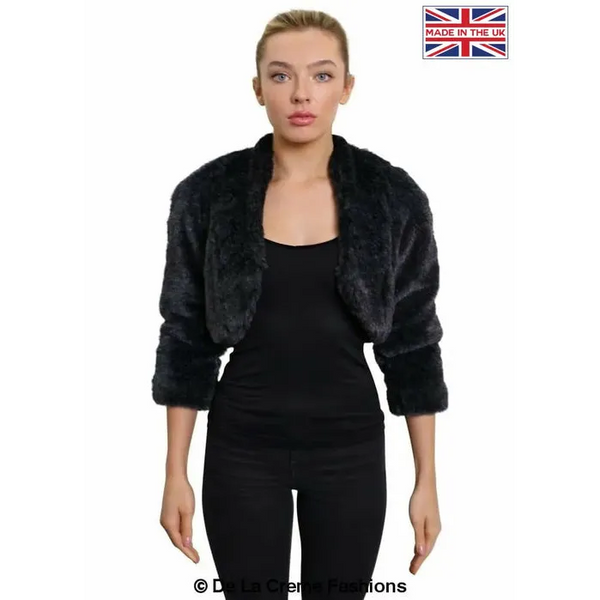 Open Front Faux Fur Bolero - UK 8/EU 36/US 4 / Grey Coats &