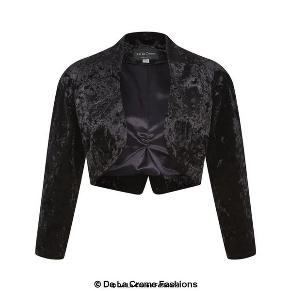 Open Front Velvet Bolero Shrug Top - Coats & Jackets