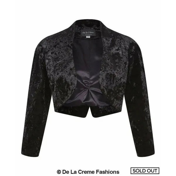 Open Front Velvet Bolero Shrug Top - UK 12/EU 40/US 8