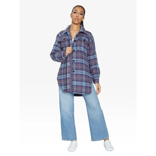 Oversized Nova Check Wool Blend Shacket - Coats & Jackets