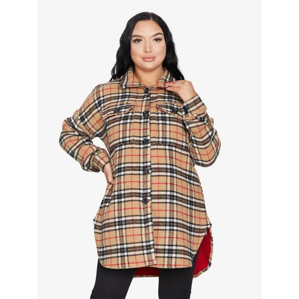 Oversized Nova Check Wool Blend Shacket - Coats & Jackets