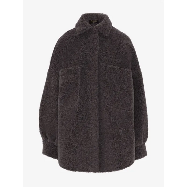 Oversized Patch Pocket Borg Teddy Shacket - Coats & Jackets