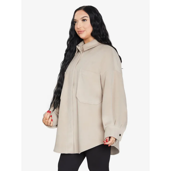 Oversized Patch Pocket Shacket - Jackets & Coats