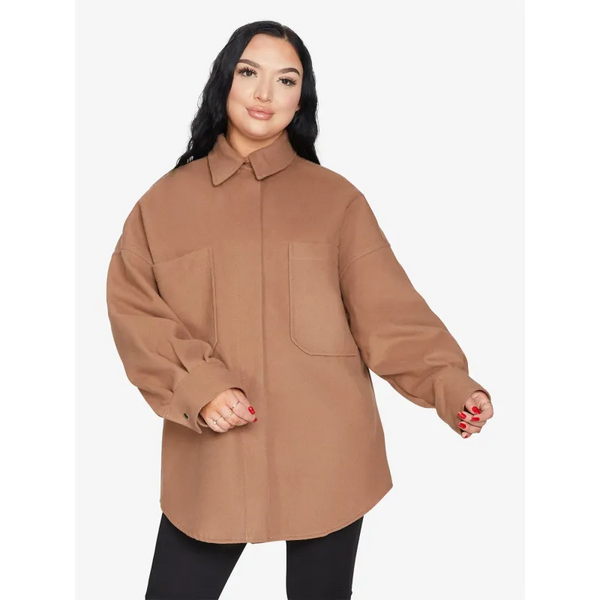 Oversized Patch Pocket Shacket - Jackets & Coats