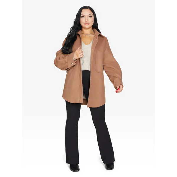 Oversized Patch Pocket Shacket - Jackets & Coats