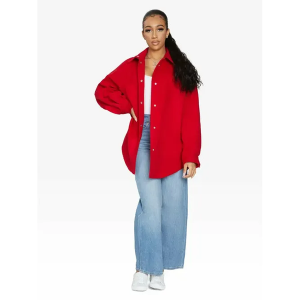 Oversized Patch Pocket Shacket - One Size (Fits UK 8 - 14) /