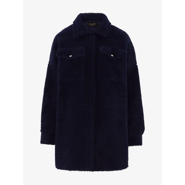 Oversized Stud Button Borg Teddy Shacket - Coats & Jackets