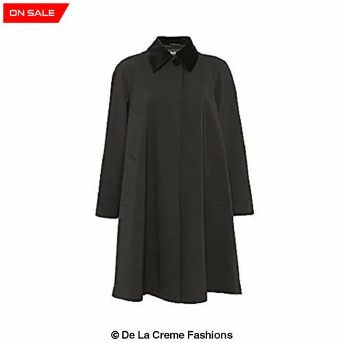 Oversized Velvet Trim Lightweight Swing Coat - 22 FITS UK