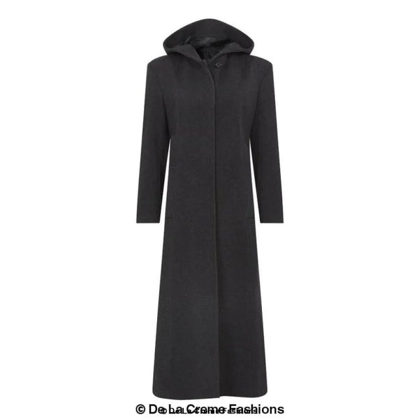 Oversized Wool Blend Hooded Long Coat - Coats & Jackets