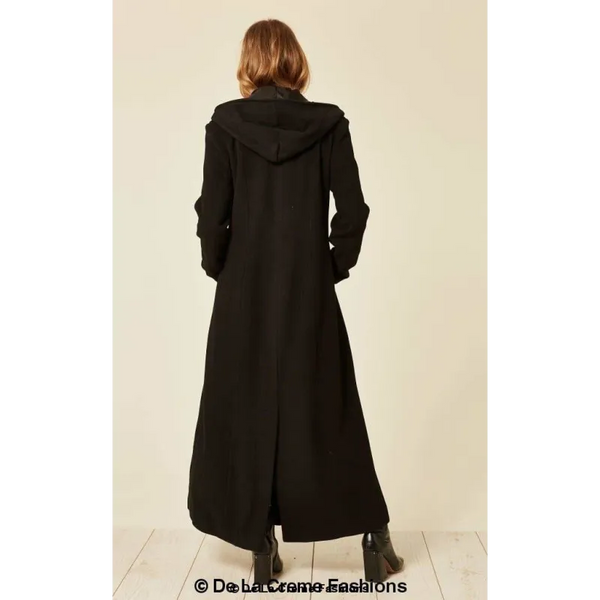 Oversized Wool Blend Hooded Long Coat - Coats & Jackets