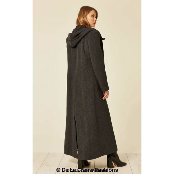 Oversized Wool Blend Hooded Long Coat - Coats & Jackets