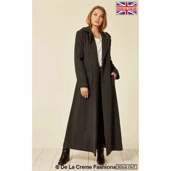 Oversized Wool Blend Hooded Long Coat - UK 20/EU 48/US 16