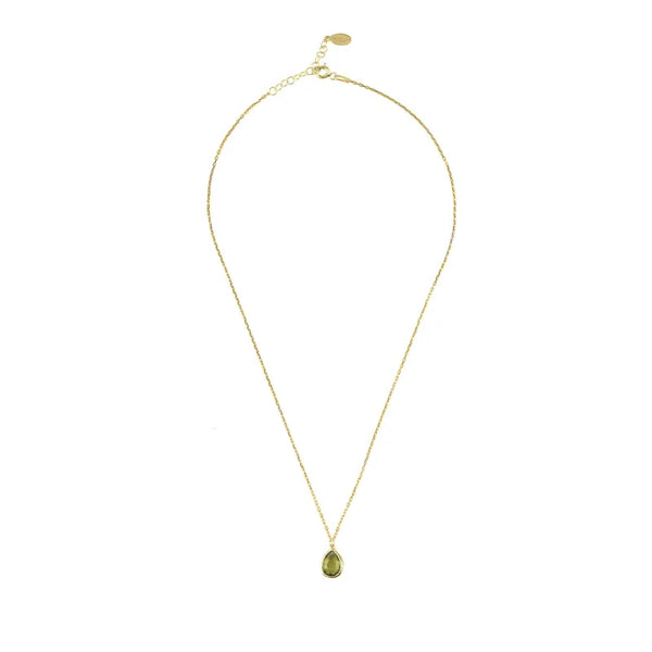 Pisa Mini Teardrop Necklace Gold Peridot - Accessories