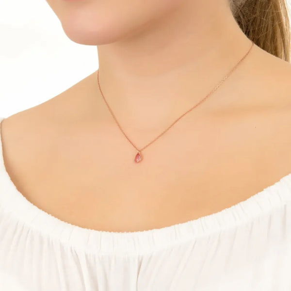 Pisa Mini Teardrop Necklace Rosegold Amethyst - Accessories