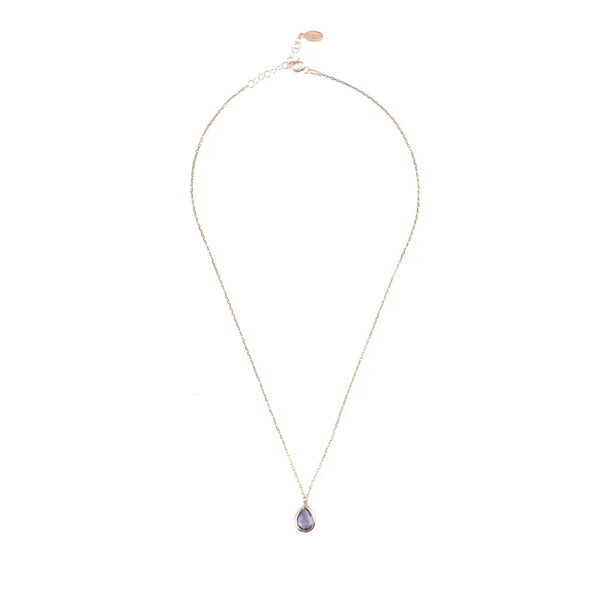 Pisa Mini Teardrop Necklace Rosegold Amethyst - Accessories