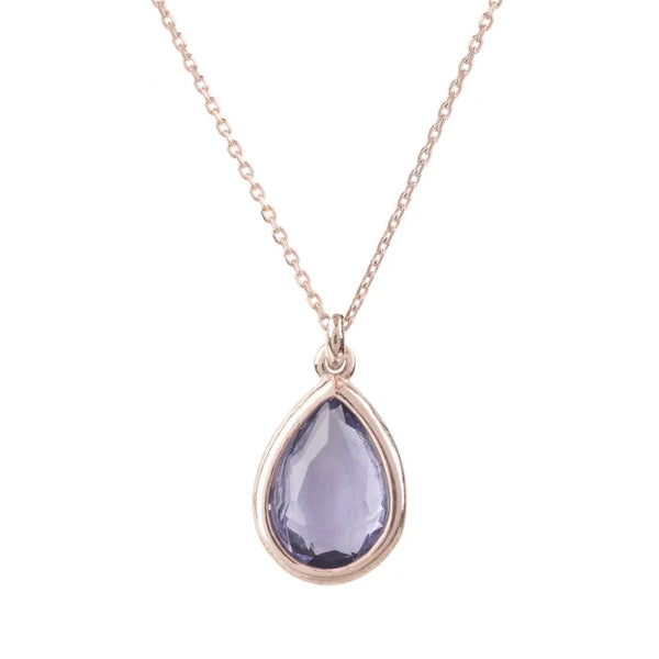 Pisa Mini Teardrop Necklace Rosegold Amethyst - Accessories