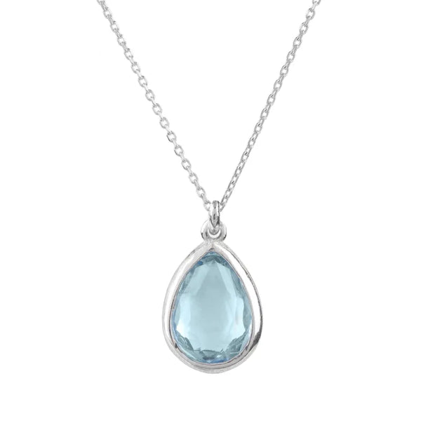 Pisa Mini Teardrop Necklace Silver Blue Topaz - Accessories