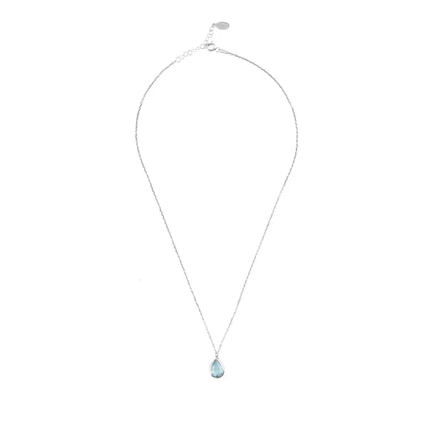 Pisa Mini Teardrop Necklace Silver Blue Topaz - Accessories