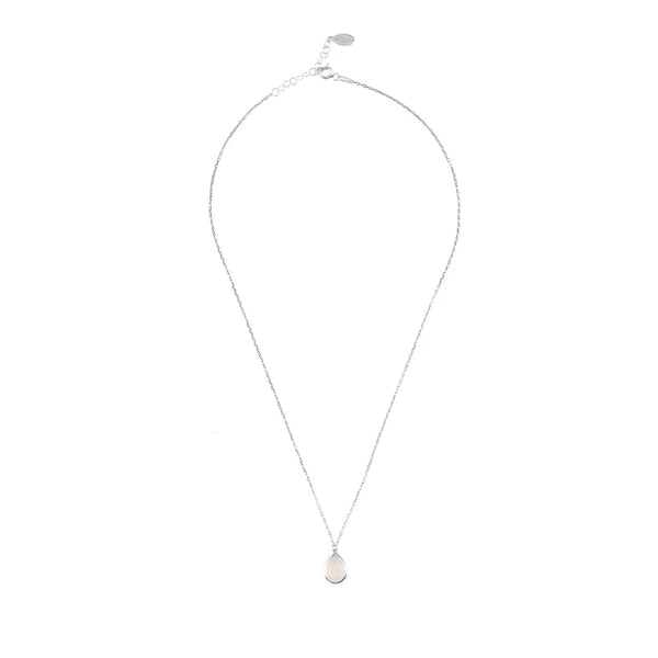 Pisa Mini Teardrop Necklace Silver Rose Quartz - Accessories