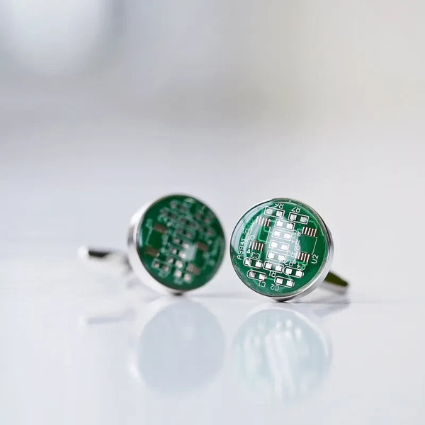 Real Circuit board Cufflinks + Engraved Box - Personalized